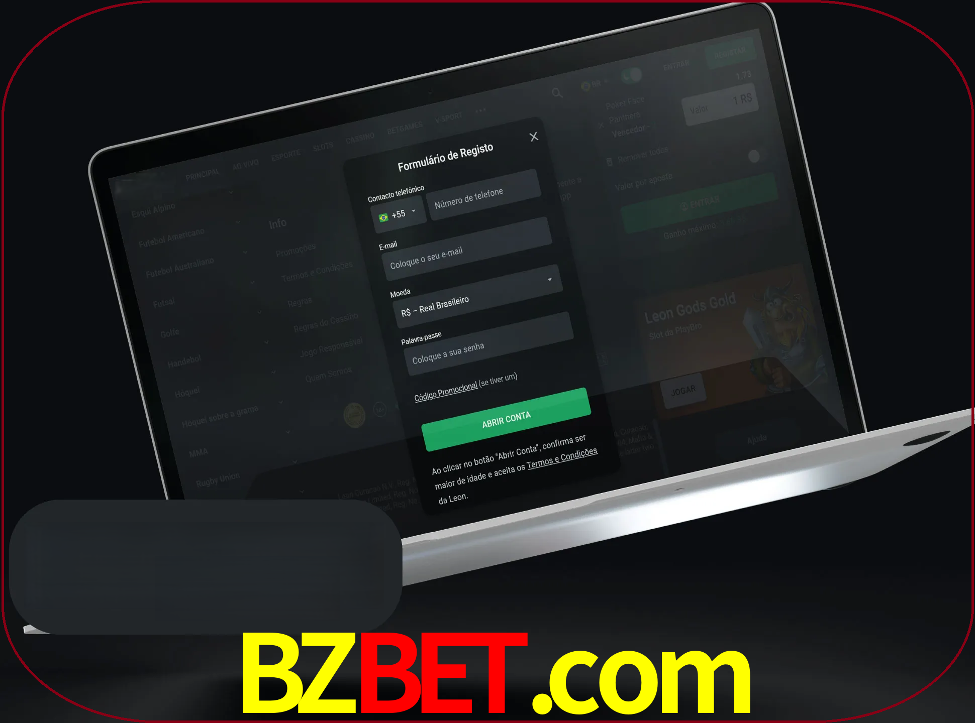 Abra o site da LeonBet e crie sua própria conta.